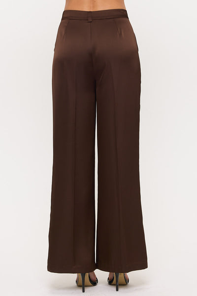 High Wasist Satin Wide-Leg Dress Pants