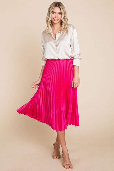 High Waisted Pleated Midi Skirt