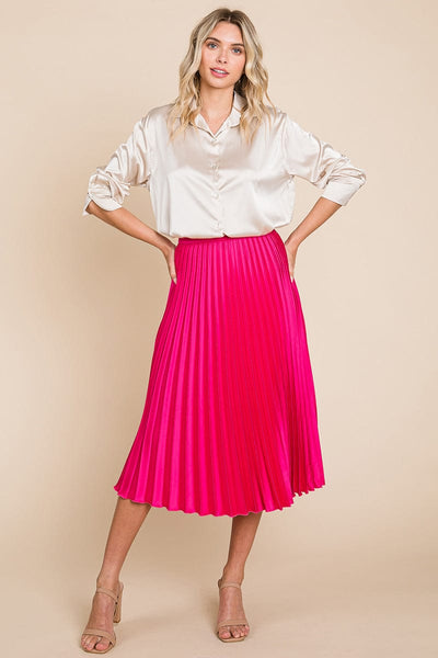 High Waisted Pleated Midi Skirt