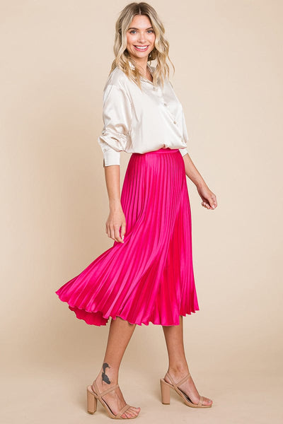 High Waisted Pleated Midi Skirt