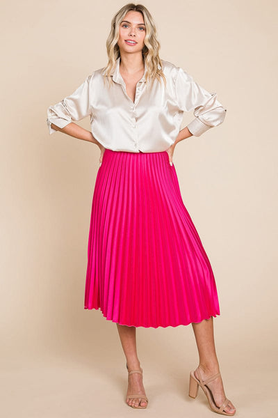 High Waisted Pleated Midi Skirt