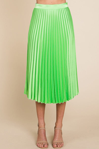 High Waisted Pleated Midi Skirt