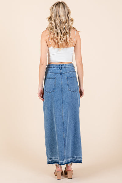 Split Thigh Medium Wash Maxi Denim Pencil Skirts