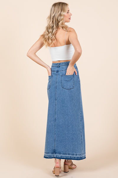 Split Thigh Medium Wash Maxi Denim Pencil Skirts