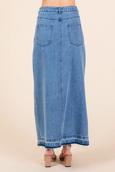 Split Thigh Medium Wash Maxi Denim Pencil Skirts