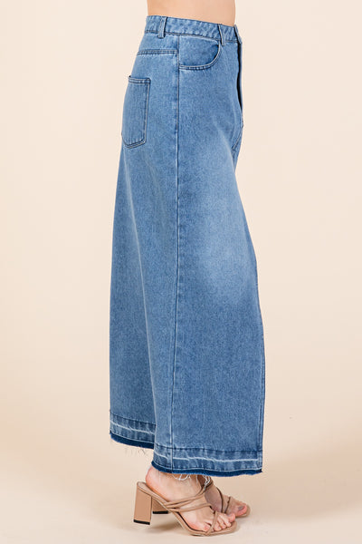 Split Thigh Medium Wash Maxi Denim Pencil Skirts