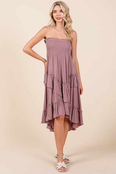 Asymetrical Ruffle Hem Convertible Skirt Dress