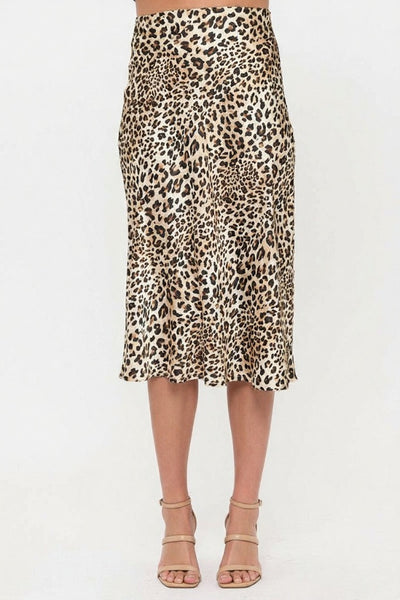 Satin Midi Slip Skirt with Waistband