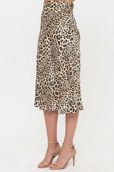 Satin Midi Slip Skirt with Waistband