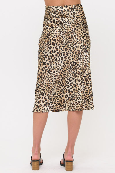 Satin Midi Slip Skirt with Waistband