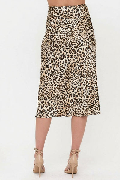Satin Midi Slip Skirt with Waistband