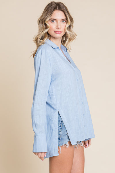 Lapel Neck Button Down Linen Shirts Tunic Tops