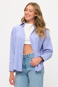 Relaxed Striped Button-Down Shirt Blouse