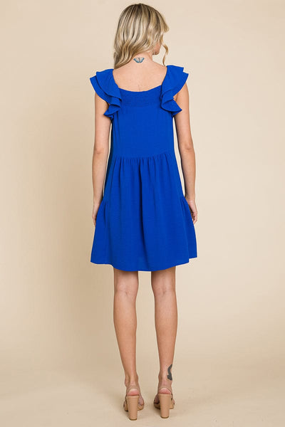 Smocked Ruffle Sleeve Off Shoulder Dress