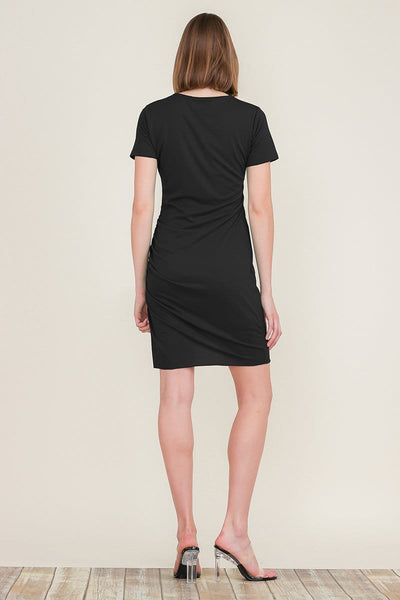 Ruched Dress Bodycon with Side Shirring T-Shirt Mini Dress Sundress