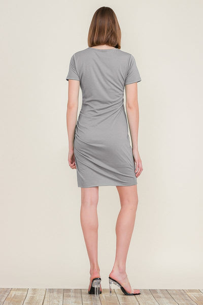 Ruched Dress Bodycon with Side Shirring T-Shirt Mini Dress Sundress