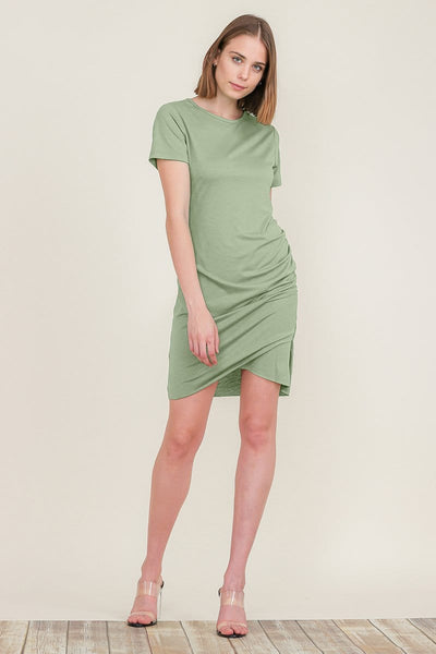 Ruched Dress Bodycon with Side Shirring T-Shirt Mini Dress Sundress