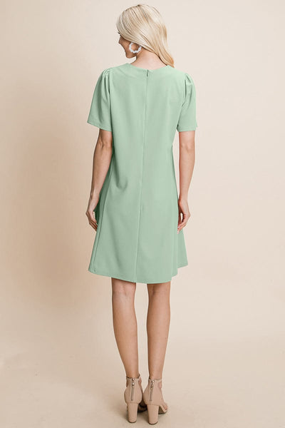 Casual Loose Mini Dress V-Neck Short Sleeve Shift Dress