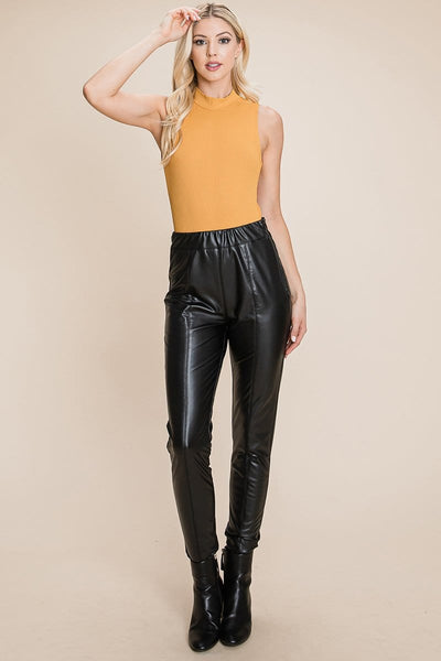 Fleece lining Faux Leather Pants