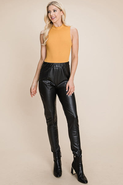 Fleece lining Faux Leather Pants