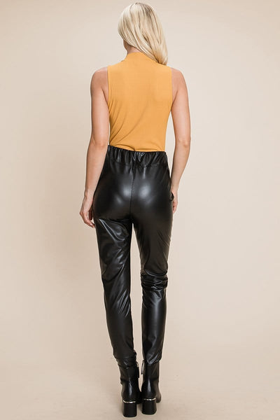 Fleece lining Faux Leather Pants