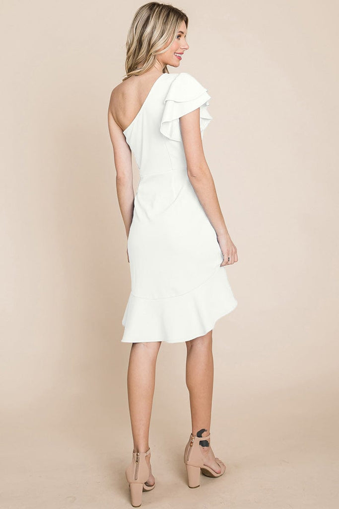 Ruffle One Shoulder Asymmetrical Hem Dress RolyPoly Apparel Ruffle One Shoulder Asymmetrical Hem Dress RolyPoly Apparel