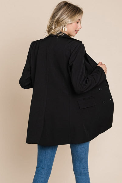 Collar Long Double Breasted Blazer Jacket